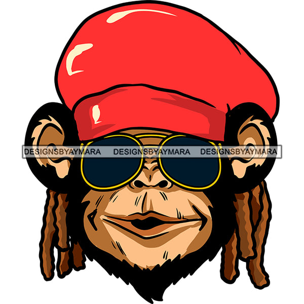 Monkey Hat Dreadlocks Sunglasses Medicinal Recreational Lifestyle SVG JPG PNG Vector Clipart Cricut Silhouette Cut Cutting