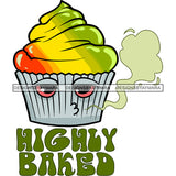 Rasta Cupcake Stoned High Smoking Recreational Medicinal Relaxing Banner Logo SVG JPG PNG Vector Clipart Cricut Silhouette Cut Cutting