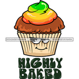 High Stoned Cupcake Rasta Marijuana Weed Recreational Medicinal Banner Logo SVG JPG PNG Vector Clipart Cricut Silhouette Cut Cutting