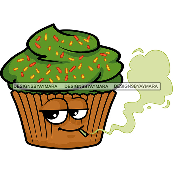 High Stoned Cupcake Sprinkles Smoking Marijuana Recreational Medicinal Logo SVG JPG PNG Vector Clipart Cricut Silhouette Cut Cutting
