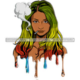 Sexy Woman Dripping Smoking Weed Recreational Medicinal Rasta Long Hairstyle SVG JPG PNG Vector Clipart Cricut Silhouette Cut Cutting