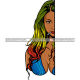 Sexy Woman Half Body Bikini Top Smoking Weed Recreational Rasta Long Hairstyle SVG JPG PNG Vector Clipart Cricut Silhouette Cut Cutting