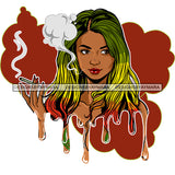 Sexy Woman Dripping Holding Joint Smoking Marijuana Rasta Long Hairstyle SVG JPG PNG Vector Clipart Cricut Silhouette Cut Cutting