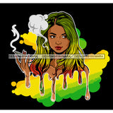 Sexy Woman Dripping Holding Blunt Smoking Marijuana Rastafarian Long Hairstyle SVG JPG PNG Vector Clipart Cricut Silhouette Cut Cutting