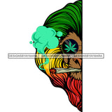 Rasta Lion Half Head Marijuana Leaves Sunglasses Smoking Weed Joint Animal SVG JPG PNG Vector Clipart Cricut Silhouette Cut Cutting