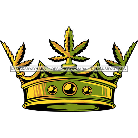 Marijuana Queen Crown Color Green Yellow Smoking Weed Lifestyle Logo Illustration SVG JPG PNG Vector Clipart Cricut Silhouette Cut Cutting