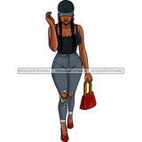 Black Diva Stepping Out In Jeans JPG PNG  Clipart Cricut Silhouette Cut Cutting