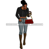 Black Diva Stepping Out In Jeans Boots JPG PNG  Clipart Cricut Silhouette Cut Cutting