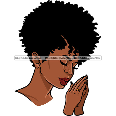 Black Woman Praying With Afro JPG PNG  Clipart Cricut Silhouette Cut Cutting
