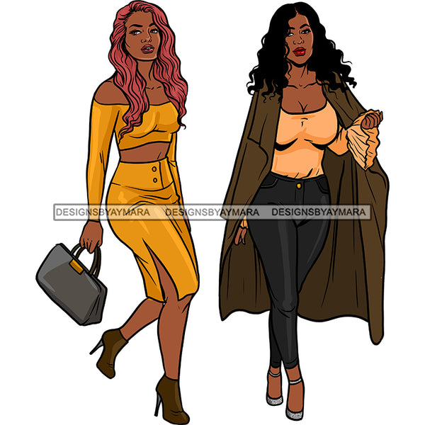 2 Ladies Stepping Out Split Gold Skirt JPG PNG  Clipart Cricut Silhouette Cut Cutting