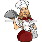 White Woman Chef Serving JPG PNG  Clipart Cricut Silhouette Cut Cutting