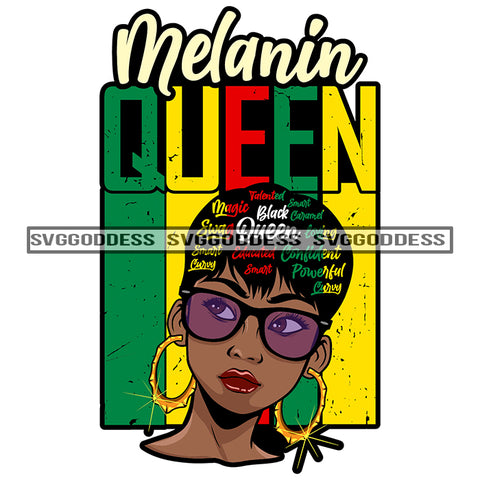 Melanin Queen Black Queen Words In Hair Red Black Green  SVG JPG PNG Vector Clipart Cricut Silhouette Cut Cutting