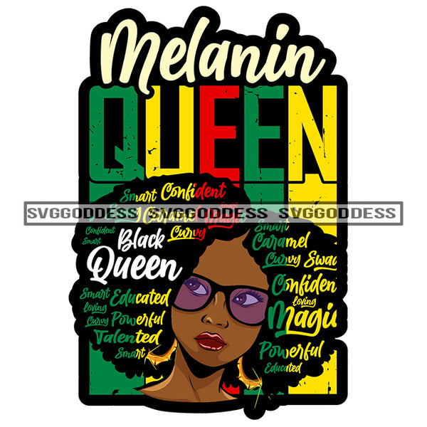 Melanin Queen Black Queen Words In Hair Red Black Green  SVG JPG PNG Vector Clipart Cricut Silhouette Cut Cutting
