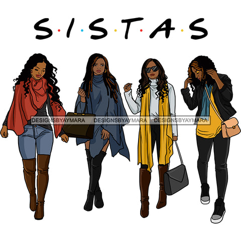 Sistas On the Go 4 Black Women  SVG JPG PNG Vector Clipart Cricut Silhouette Cut Cutting