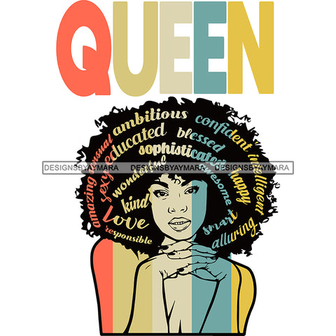 Queen Black Woman With Big Hair SVG JPG PNG Vector Clipart Cricut Silhouette Cut Cutting