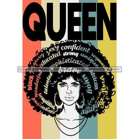 Queen Black Woman With Big Hair SVG JPG PNG Vector Clipart Cricut Silhouette Cut Cutting