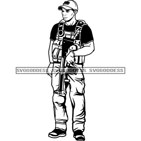 Soldier With Gun 12 Military SVG JPG PNG Vector Clipart Cricut Silhouette Cut Cutting1