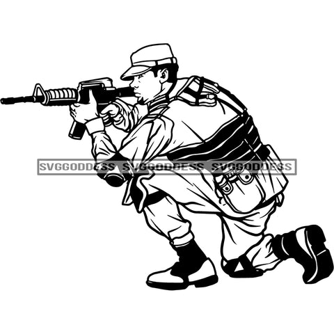 Soldier In Shooting Position 13 Military SVG JPG PNG Vector Clipart Cricut Silhouette Cut Cutting1
