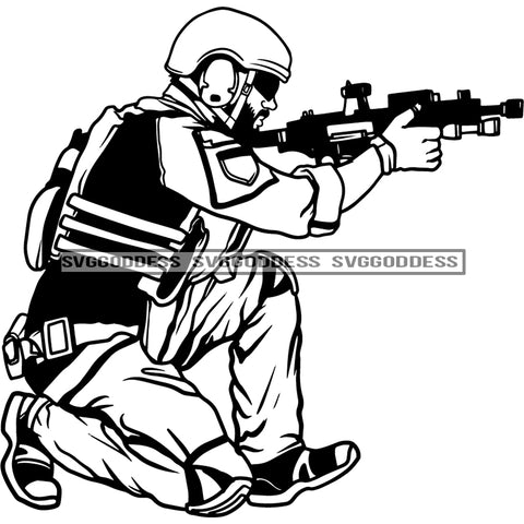 Soldier In Shooting Position 15 Military SVG JPG PNG Vector Clipart Cricut Silhouette Cut Cutting1