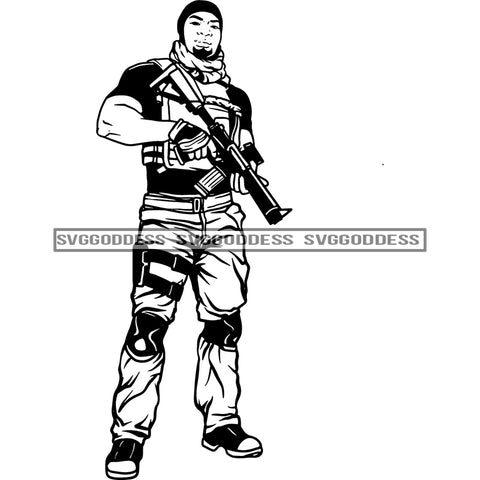 Soldier With Gear 6 Military SVG JPG PNG Vector Clipart Cricut Silhouette Cut Cutting