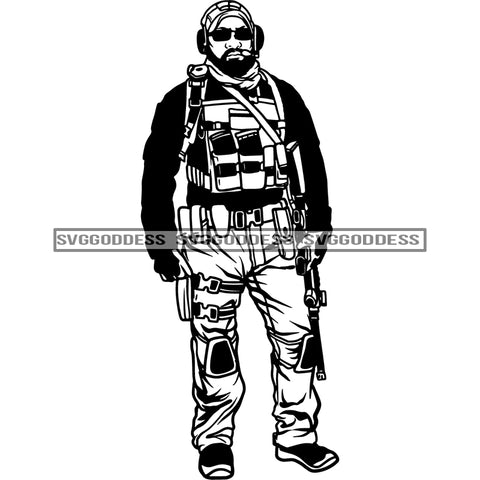 Soldier With Gear 8 Military SVG JPG PNG Vector Clipart Cricut Silhouette Cut Cutting