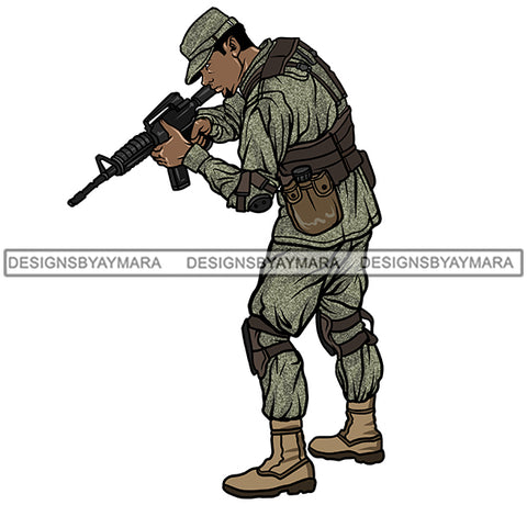 Solider Military In Gear Gun   JPG PNG  Clipart Cricut Silhouette Cut Cutting