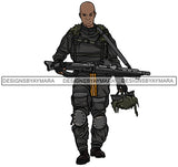 Bald Solider Military In Gear Gun  JPG PNG  Clipart Cricut Silhouette Cut Cutting