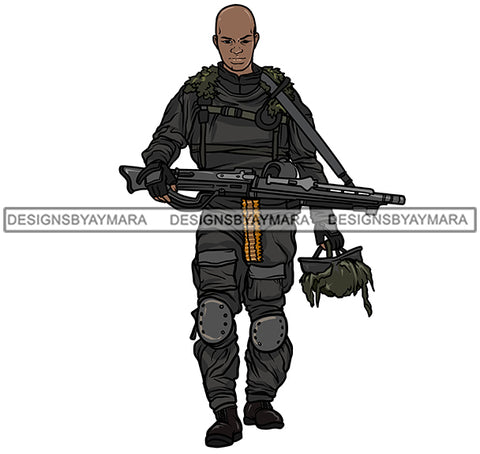 Bald Solider Military In Gear Gun  JPG PNG  Clipart Cricut Silhouette Cut Cutting