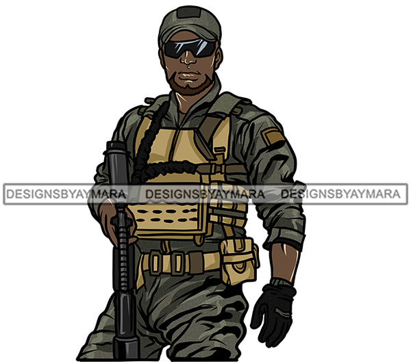Solider Military In Gear Gun  JPG PNG  Clipart Cricut Silhouette Cut Cutting