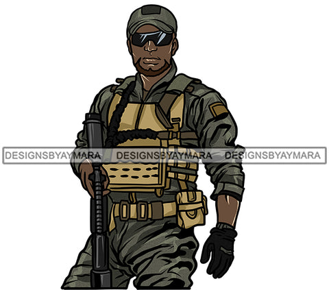 Solider Military In Gear Gun  JPG PNG  Clipart Cricut Silhouette Cut Cutting