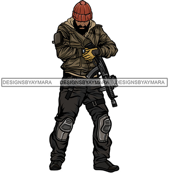 Solider Military In Gear Gun Skull Cap  JPG PNG  Clipart Cricut Silhouette Cut Cutting