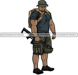 Solider Military In Gear Gun  JPG PNG  Clipart Cricut Silhouette Cut Cutting