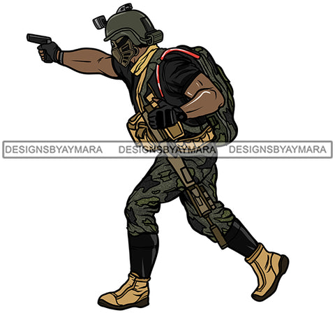 Solider Military In Gear Gun In Action  JPG PNG  Clipart Cricut Silhouette Cut Cutting