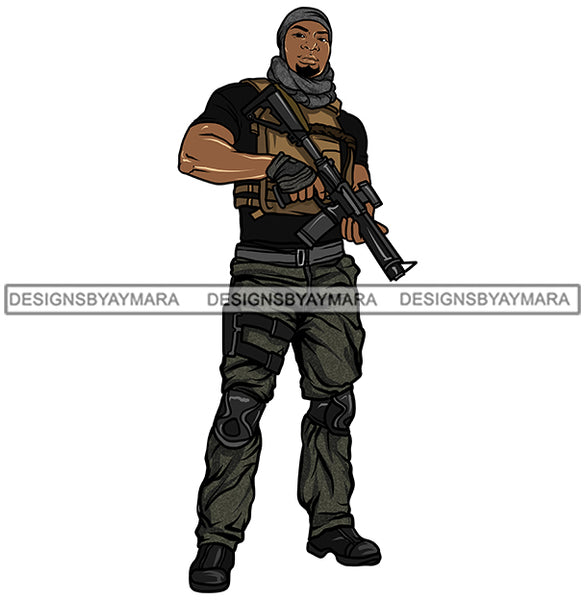 Solider Military In Gear Gun   JPG PNG  Clipart Cricut Silhouette Cut Cutting