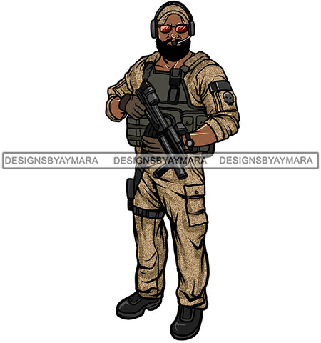 Solider Military In Gear Gun   JPG PNG  Clipart Cricut Silhouette Cut Cutting