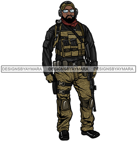 Solider Military In Gear Gun   JPG PNG  Clipart Cricut Silhouette Cut Cutting