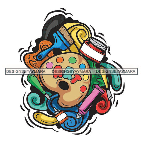 Art Colorful Paint Brush Full Of Colors Painting SVG PNG JPG Cut Files For Silhouette Cricut and More!