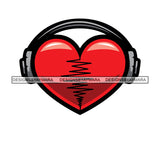 Headphones Music Lover Heart Passion Tattoo Ideas Element Frequency Designs For T-Shirt and Other Products SVG PNG JPG Cutting Files For Silhouette Cricut and More!
