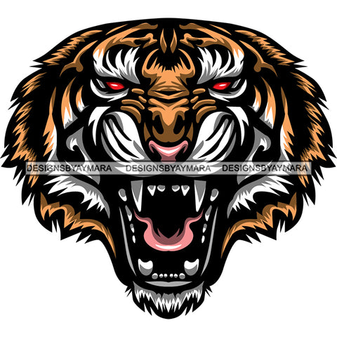 Angry Roaring Lion Face Dangerous Scary Animals Animal Roar Red Eyes Sharp Teeth SVG JPG PNG Vector Clipart Cricut Silhouette Cut Cutting
