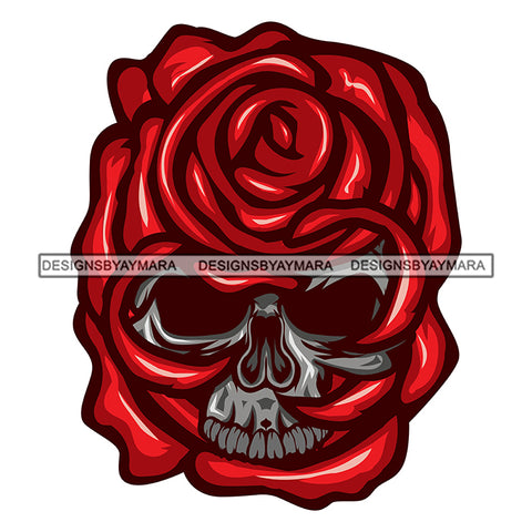 Skull Inside Roses Dead Death Skeleton Head SVG PNG JPG Cut Files For Silhouette Cricut and More!