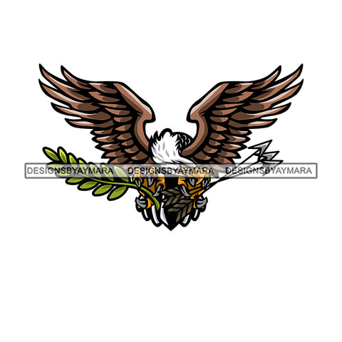 Eagle Flying USA Mascot Branch Symbol Wings SVG PNG JPG Cut Files For Silhouette Cricut and More!
