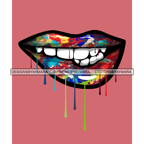 Dripping Lips Graffiti White Teeth Smile SVG PNG JPG Cut Files For Silhouette Cricut and More!