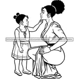 Gorgeous Afro Mother Daughter Touching Face Love Family Together Motherhood B/W SVG JPG PNG Vector Clipart Cricut Silhouette Cut Cuttingn