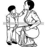 Gorgeous Latin Mother Son Touching Face True Family Together Motherhood B/W SVG JPG PNG Vector Clipart Cricut Silhouette Cut Cuttingn
