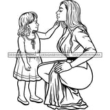Gorgeous Mother Daughter Touching Face Loving Family Together Motherhood B/W SVG JPG PNG Vector Clipart Cricut Silhouette Cut Cuttingn