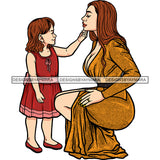Gorgeous White Mother Daughter Touching Face Family Together Motherhood SVG JPG PNG Vector Clipart Cricut Silhouette Cut Cuttingn
