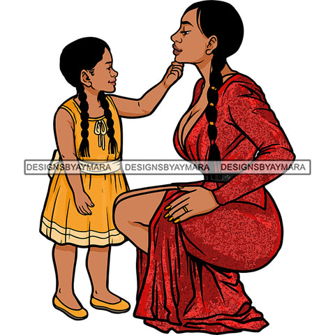 Gorgeous Mother Daughter Touching Face Loving Gesture Family Motherhood SVG JPG PNG Vector Clipart Cricut Silhouette Cut Cuttingn