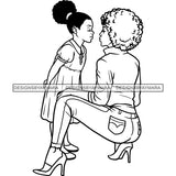 Happy Mother's Day Beautiful Woman Mom Child Daughter Parenting True Love B/W SVG JPG PNG Vector Clipart Cricut Silhouette Cut Cutting