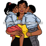 Mother Daughter Son Kissing Mom Sweet Moments Family Caring Loving Parenting SVG JPG PNG Vector Clipart Cricut Silhouette Cut Cutting