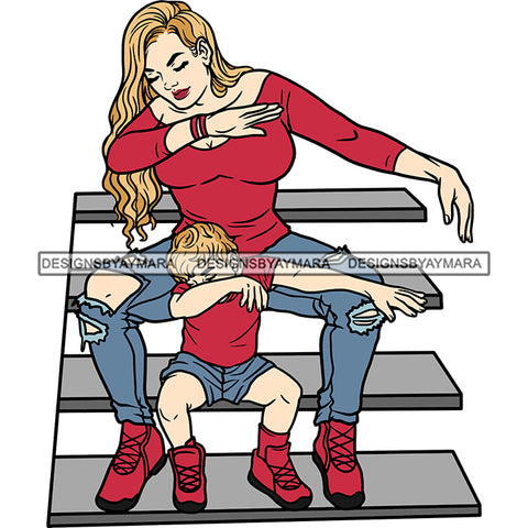 Happy Mother's Day Beautiful Mom Son Sharing Moments True Love Parenting SVG JPG PNG Vector Clipart Cricut Silhouette Cut Cutting